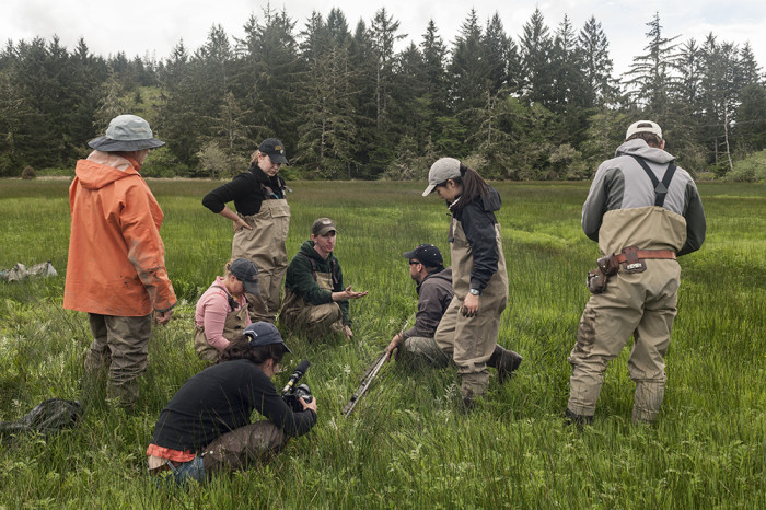 Many members of the group on this trip after taking a core sample.  © 2015 Kelsey Vance
