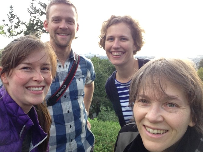 Our production team with our fearless leader. Clockwise from top left: Draper White (DP), Kelsey Vance (Photographer), Dr. Cindy Looy (Fearless Leader) and Lexi Jamieson Marsh (Director). Image by Lexi Jamieson Marsh ©2015 The Bearded Lady Project